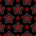 Black red and white floral seamless pattern. Wallpaper background Royalty Free Stock Photo