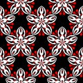 Black red and white floral seamless pattern. Wallpaper background Royalty Free Stock Photo