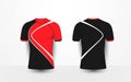 Black and red with white lines sport football kits, jersey, t-shirt design template
