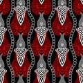 Black red white modern abstract vector seamless pattern. Greek ornamental background with chains. Beautiful elegant Royalty Free Stock Photo