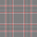 Black, red, white plaid pattern seamless tartan check. Textured houndstooth glen tweed background for dress, skirt, blanket, throw Royalty Free Stock Photo