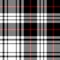 Black, red, white plaid pattern vector background. Seamless dark tartan check graphic for flannel shirt, scarf, blanket, duvet. Royalty Free Stock Photo