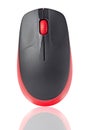 Black and red wireless laser computer mouse on a white background Royalty Free Stock Photo