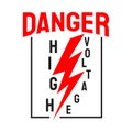 Danger symbol High Voltage Sign Vector with skull Lightning electricity symbol warning template illustration