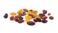 Black, red and yellow Raisins isolated on white background Royalty Free Stock Photo