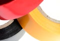 black red yellow rolls electrical isolating tape Royalty Free Stock Photo