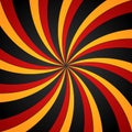 Black, red and yellow Spiral Swirl radial background. Vortex and Helix background. Vector illustration Royalty Free Stock Photo