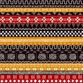 Black red yellow and white traditional african mudcloth fabric seamless pattern, vector