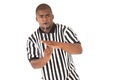 Black referee making a call of technical foul or t Royalty Free Stock Photo