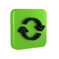 Black Refresh icon isolated on transparent background. Reload symbol. Rotation arrows in a circle sign. Green square