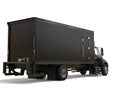 Black refrigerator truck with black trailer unit - back view Royalty Free Stock Photo