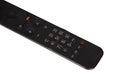 Black Remote Control for digital satellite television isolated white background Royalty Free Stock Photo