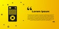 Black Remote control icon isolated on yellow background. Vector Illustration