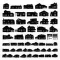 Black residential house silhouette isolated on white