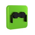 Black Resistor electricity icon isolated on transparent background. Green square button.