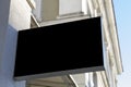 Black restangular signboard on the wall. Mock up Royalty Free Stock Photo