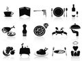 Black restaurant icons set