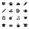 Black Restaurant and kitchen items icons