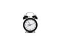 Black retro alarm clock isolated on white background. Time concept Royalty Free Stock Photo
