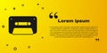 Black Retro audio cassette tape icon isolated on yellow background. Vector Royalty Free Stock Photo