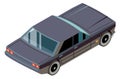 Black retro car back view isometric icon