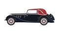 Retro Clip Art. Black retro car with red roof. Retro car silhouette Royalty Free Stock Photo