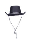 Black retro hat isolated on white background. cowboy hat with a drawstring Royalty Free Stock Photo