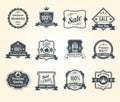 Black retro sales labels icons collection