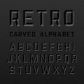 Black retro style carved alphabet