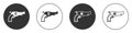 Black Revolver gun icon isolated on white background. Circle button. Vector Royalty Free Stock Photo