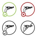 Black Revolver gun icon isolated on white background. Circle button. Vector Royalty Free Stock Photo