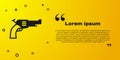 Black Revolver gun icon isolated on yellow background. Vector Royalty Free Stock Photo