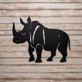 Black Rhino Laser Cut Metal Name Sign - Industrial Design