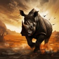 Ai Generated illustration Wildlife Concept of Black Rhino