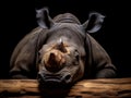 Black rhino resting its head