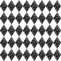 Black rhombuses tessellation on white background. Seamless surface pattern. Crossed lines wallpaper. Grid motif. Digital