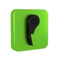 Black Rib eye steak icon isolated on transparent background. Steak tomahawk. Piece of meat. Green square button.