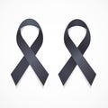 Black Ribbon Mourning and Melanoma Sign Set. Vector