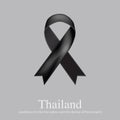 Black ribbon mourning sign for Thailand sad news
