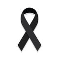 Black ribbon mourning sign. Royalty Free Stock Photo