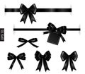 Black ribbon with tag element on white for decoration