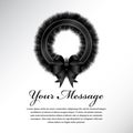 Black Ribbon Wreath Funeral Mourning Wreath Vector Design