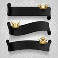 Black ribbons with gold crowns