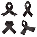 Black ribbons. Melanoma awareness ribbons