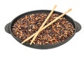 Black rice in frying pan Royalty Free Stock Photo