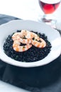 Black rice with prawns fresh Royalty Free Stock Photo