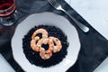 Black rice with prawns fresh Royalty Free Stock Photo