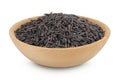 Black rice in a wooden bowl isolated on white background with full depth of field Royalty Free Stock Photo