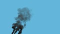 black dense carbon smoke emission from power station, isolated - industrial 3D rendering