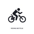 black riding bicycle isolated vector icon. simple element illustration from gym and fitness concept vector icons. riding bicycle